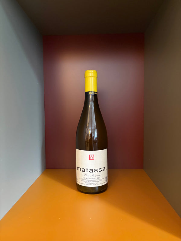 Matassa Cuvée Marguerite 2025 wine bottle with yellow cap and white label