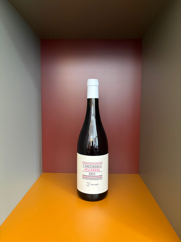 I Cacciagalli Pellerosa Aglianico Rosato Amphora 2021 wine bottle with white capsule