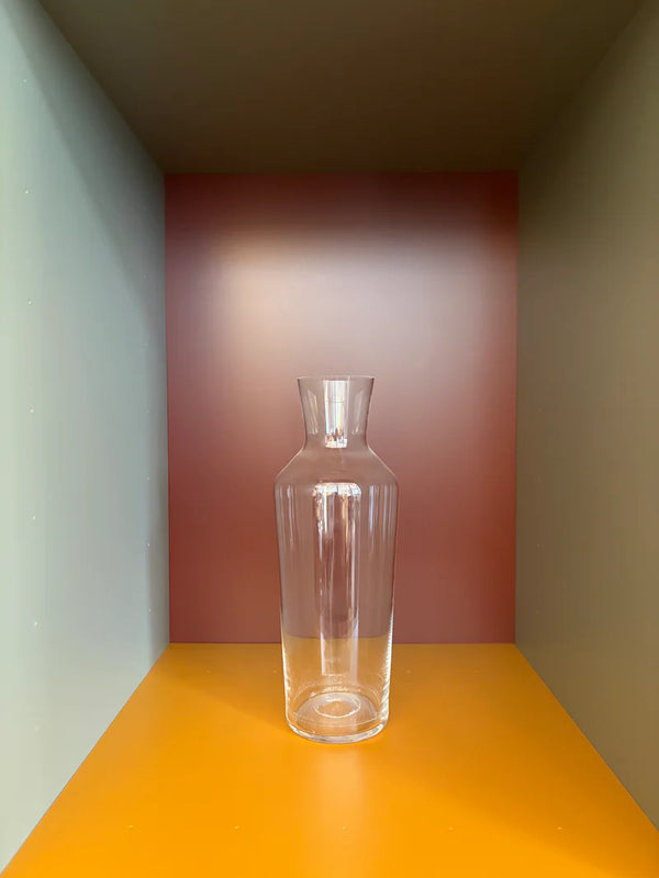 Zalto No.75 clear glass carafe with wide cylindrical body and narrow neck